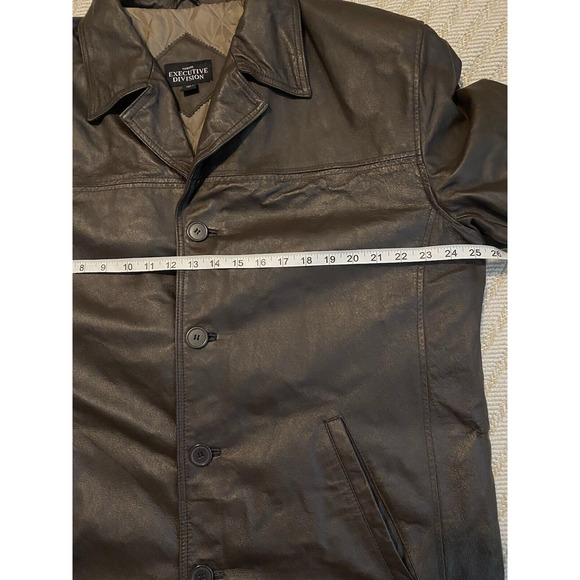 Vtg Haband Executive Division Jacket Mens Size Large 90's Brown Leather Coat - Picture 10 of 13
